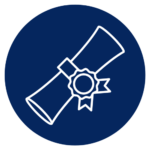 diploma icon in blue circle