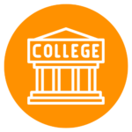 college icon in orange circle